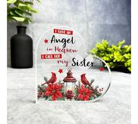I Have An Angel In Heaven Sister Christmas Memorial Gift Heart Keepsake Plaque | Acrylic Ornament Gift Christmas Xmas Memorial Remembrance Sympathy Keepsake Gift Custom Home Decor Gift