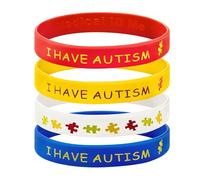 I HAVE AUTISM Awareness Bracelet Medical Alert ASD Wristband Kids Teens Adults (Medium (18cm), White)