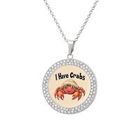 I Have Crabs Hermit Crab Women's Diamond Necklace Alloy Pendant Necklaces Jewelry Gifts Silver-style