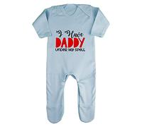 I Have Daddy Under My Spell Magic Statement Baby Romper Jumpsuit with feet, 0-3 Months, Pastel Blue