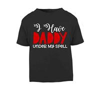 I Have Daddy Under My Spell Magic Statement Short Sleeve Cotton Toddler t Shirt, 1-2 Years, Black