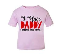 I Have Daddy Under My Spell Magic Statement Short Sleeve Cotton Toddler t Shirt, 1-2 Years, Pastel Pink