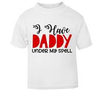 I Have Daddy Under My Spell Magic Statement Short Sleeve Cotton Toddler t Shirt, 1-2 Years, White