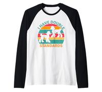 I Have Double Standards Poodle Retro Sunset Dog Raglan Baseball Tee