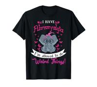 I Have Fibromyalgia Awareness Cute Elephant Flower Ribbon T-Shirt
