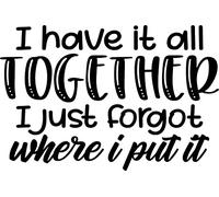 I Have It All Together I Just Forgot Where I Put It Vinyl Decal Sticker for Car/Window/Wall (Black Gloss)