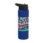 I Have Mixed Drinks About Feelings Funny Retro Quote Stainless Steel Insulated Water Bottle