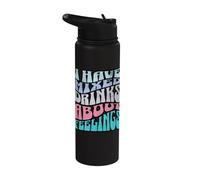 I Have Mixed Drinks About Feelings Funny Retro Quote Stainless Steel Insulated Water Bottle