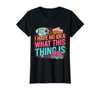I Have No Idea What This Thing is Nostalgia Retro Value Graphic T-Shirt, Women, Black, M