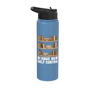 I Have No Shelf Control Funny Pun Reading Books Lover Stainless Steel Insulated Water Bottle