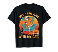 I Have Plans with My Cats Pumpkin Pet Halloween Cat Skeleton T-Shirt