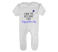I Have The Best dads Ever Heart Happy Father's Day [LGBT Parents] Baby Romper Jumpsuit with feet, 3-6 Months, White