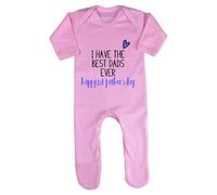 I Have The Best dads Ever Heart Happy First Father's Day [LGBT Parents] Baby Romper Jumpsuit with feet, 0-3 Months, Pastel Pink