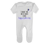 I Have The Best dads Ever Heart Happy First Father's Day [LGBT Parents] Baby Romper Jumpsuit with feet, 0-3 Months, White