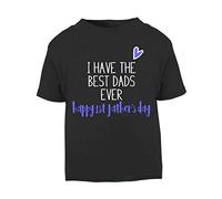 I Have The Best dads Ever Heart Happy First Father's Day LGBT Parents Short Sleeve Cotton Toddler t Shirt, 3-4 Years, Black