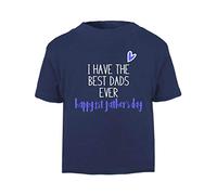 I Have The Best dads Ever Heart Happy First Father's Day LGBT Parents Short Sleeve Cotton Toddler t Shirt, 3-4 Years, Navy