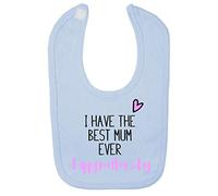 I Have The Best Mum Ever Heart Happy Mother’s Day [MD19] Cotton Baby bib - Pastel Blue