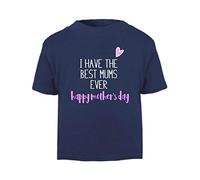 I Have The Best mums Ever Heart Happy Mother’s Day LGBT Parents Short Sleeve Cotton Toddler t Shirt, 3-4 Years, Navy