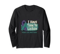 I Have Time to Listen Teal Purple Ribbon Suicide Prevention Long Sleeve T-Shirt