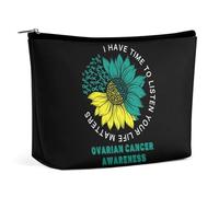 I Have Time to Listen Your Life Matters Ovarian Cancer Awareness Cosmetic Bag Travel Portable Makeup Bag Large Capacity Toiletry Bag Women Storage Bags-3