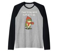 I Have to Say Weird Stuff Or I'll Die Funny Frog Meme Retro Raglan Baseball Tee