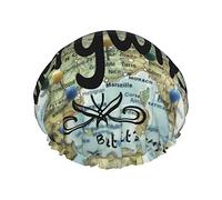 I Haven'T Been Everywhere But Its On My List Pattern Shower Cap & Bath Cap For Women,Reversible Oversized Waterproof Shower Caps Large Designed For All Hair Lengths,Elastic Reusable Bathing Hair Cap