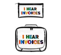 I Hear Invoices Clear Makeup Bag Lunch Bag Set | Fashion Transparent Handbag Toiletry Storage Bags