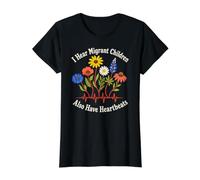 I Hear Migrant Children Also Have Heartbeats Human Rights Value Graphic T-Shirt, Women, Black, XS