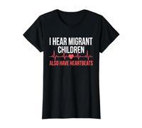 I Hear Migrant Children Also Have Heartbeats Value Graphic T-Shirt, Women, Black, M