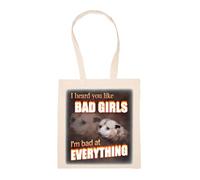 I Hear That You Like Bad Girls Beige Shopping Bag Reusable Durable Eco-Friendly