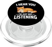 I Hear You I'm Just Not Listening Orange Cat Funny PopSockets PopGrip for MagSafe