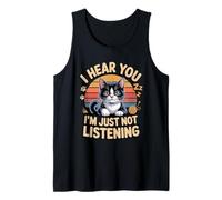I Hear You Im Just Not Listening Tuxedo Cat Tank Top