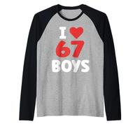 I Heart 67 Boys Valentines 67 Meme Raglan Baseball Tee