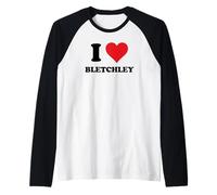 I Heart Bletchley Love UK Raglan Baseball Tee