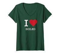 I Heart Boiled, I Love Boiled V-Neck T-Shirt, Women, Forest Green, L