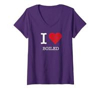 I Heart Boiled, I Love Boiled V-Neck T-Shirt, Women, Purple, L