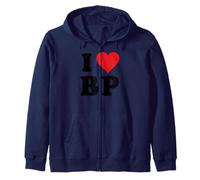 I Heart BP Initials I Love B.P. First And Last Name B P Zip Hoodie