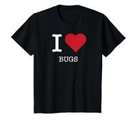 I Heart Bugs, I Love Bugs T-Shirt, Kids, Black, 12 Years