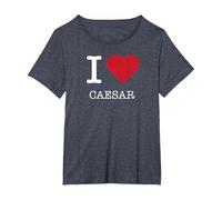I Heart Caesar, I Love Caesar T-Shirt, Women's Plus, Heather Blue, 4X