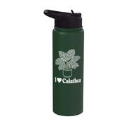 I Heart Calathea Prayer Plant Line Art Botanical Gift Stainless Steel Insulated Water Bottle