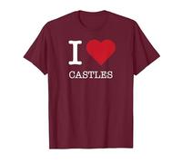 I Heart Castles, I Love Castles T-Shirt, Men, Burgundy, 3XL