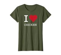 I Heart Chicken, I Love Chicken T-Shirt, Women, Olive, XS