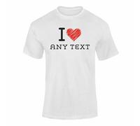 I Heart Custom T-Shirt - Personalised I Love Shirt, Customise Your Own Tshirt, Custom T-Shirt for Men & Women Style 1 White