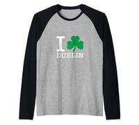 I Heart Dublin Irish Shamrock St Patrick's Day PAPL2721 Raglan Baseball Tee