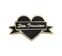 I Heart Enamel Pin by Real Sic - Black and Gold City Souvenir Lapel Pin for Jackets, Backpacks, Bags, Hats and Tops