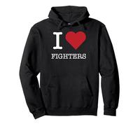 I Heart Fighters, I Love Fighters Pullover Hoodie, Adult Unisex, Black, S