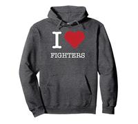 I Heart Fighters, I Love Fighters Pullover Hoodie, Adult Unisex, Dark Heather Grey, XL