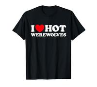 I Heart Hot Werewolves Funny Lycan Lycanthrope Moon Wolf Man Value Graphic T-Shirt