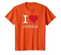 I Heart Jackals, I Love Jackals T-Shirt, Kids, Orange, 6 Years