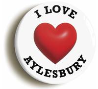I Heart Love Aylesbury Location Fridge Magnet (Circular 2inch / 50mm Diameter)